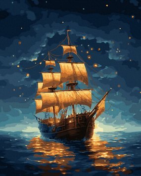 Картина по номерам Корабль под звёздным небом (NIK-N515) фото интернет-магазина Raskraski.com.ua