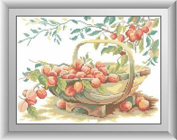 Картина стразами Кошик зі сливами (повна зашивання, квадратні камені) Dream Art (DA-30308) 30 х 40 см фото інтернет-магазину Raskraski.com.ua
