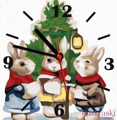 Картина за номерами годинник Святкові кролики (ASG009) ArtStory (Без коробки)