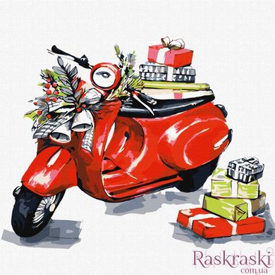 Картина за номерами Різдвяний мотоцикл ©fashionillustration_tania (KHO5011) Ідейка (Без коробки)