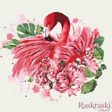 Живопись по номерам Фламинго и пионы (KH4042) Идейка фото интернет-магазина Raskraski.com.ua