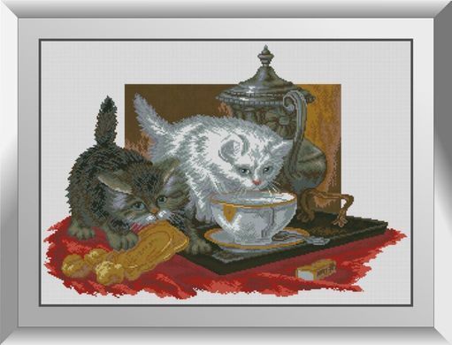 Алмазна живопис Чаювання (кошенята) Dream Art (DA-31135) 52 x 73 см фото інтернет-магазину Raskraski.com.ua