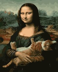 Картина по номерам Мона Лиза и кот (BK-GX29098) (Без коробки)