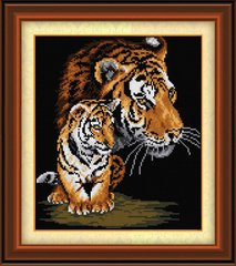 Набор алмазная вышивка Тигрица и тигренок (полная зашивка, квадратные камни) Dream Art (DA-30044, Без подрамника) фото интернет-магазина Raskraski.com.ua