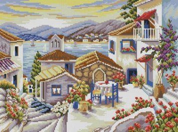 Картина зі страз Іспанська вуличка (37 х 50 см) Dream Art (DA-31834) 37 х 50 см фото інтернет-магазину Raskraski.com.ua