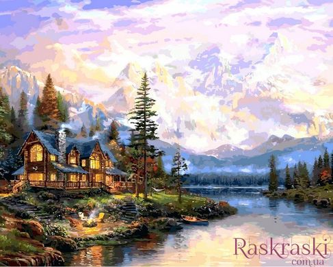 Картина за номерами Будинок у гірського озера (VP1113) Babylon фото інтернет-магазину Raskraski.com.ua