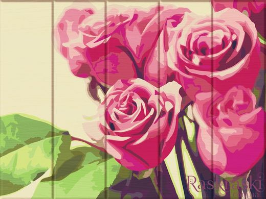 Раскраска по номерам на дереве Розовые розы (ASW125) ArtStory фото интернет-магазина Raskraski.com.ua