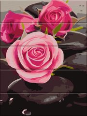 Картина за номерами на дереві Троянди на камінні (ASW081) ArtStory фото інтернет-магазину Raskraski.com.ua