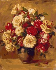 Картини за номерами Букет троянд худ. Pierre-Auguste Renoir (GVR-180635) Диамантовые ручки (Без коробки)