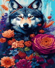 Картина по номерам Волк среди цветов (BK-GX45793) (Без коробки)