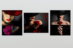 Розмальовка по цифрам Триптих комбінований Дівчата з квітами (2 картини вертикальні і 1 горизонтальна) (VPT901) Babylon фото інтернет-магазину Raskraski.com.ua