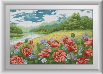 Картина зі страз Макове поле Dream Art (DA-30752) 57 х 87 см фото інтернет-магазину Raskraski.com.ua