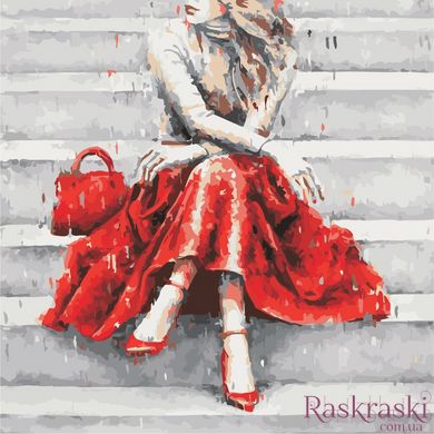 Картина за номерами Дівчина в червоному (AS0937) ArtStory (Без коробки)