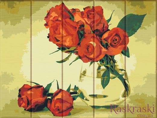 Картина по номерам на дереве Красные розы (ASW126) ArtStory фото интернет-магазина Raskraski.com.ua