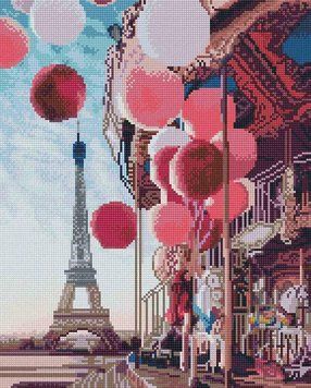 Картина мозаика Воздушные шарики и Париж ColorArt (CLR-SP082, Без подрамника) 40 х 50 см фото интернет-магазина Raskraski.com.ua