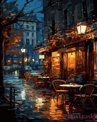Картина раскраска Уличная кофейня (ANG614) (Без коробки)