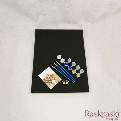 "Сияющие семейные ладошки" Набор для создания отпечатков на черном полотне (синие и золотые блестки) 30*40 фото интернет-магазина Raskraski.com.ua