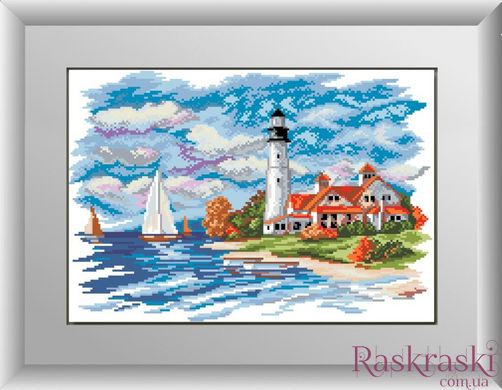 Картина из страз Морской пейзаж(маяк) (полная зашивка, квадратные камни) Dream Art (DA-30149, Без подрамника) фото интернет-магазина Raskraski.com.ua