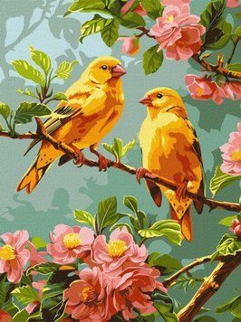 Картина за номерами Весняні канарки &copy;art_selena_ua (KHO6655) Ідейка (Без коробки) 30 х 40 см