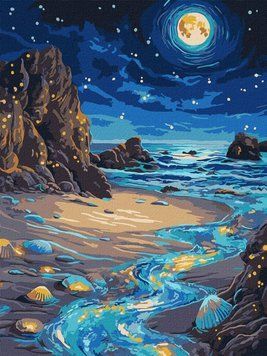 Малювання по номерам Сяючий берег з фарбами металік extra &copy;art_selena_ua (KHO6387) Ідейка (Без коробки) 30 х 40 см