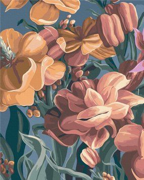 Раскраски по номерам Стилизованная матиола. Диптих 1 &copy; Yana Biluhina (BSM-B53925) 40 х 50 см фото интернет-магазина Raskraski.com.ua
