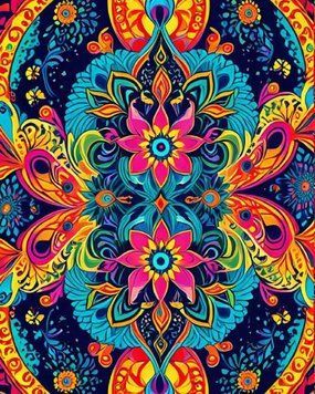 Картина алмазами Яскрава квіткова абстракція НікіТошка (NT239) 40 х 50 см фото інтернет-магазину Raskraski.com.ua