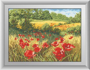 Мозаика алмазная Маки в поле (квадратные камни, полная зашивка) Dream Art (DA-30395, Без подрамника) 45 х 61 см фото интернет-магазина Raskraski.com.ua