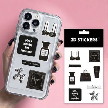 3D стікери Black edition Набір 8 стікерів