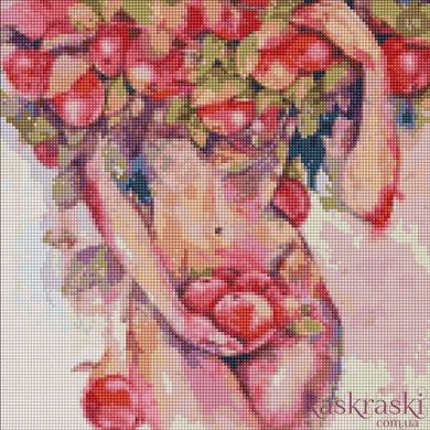 Картина из страз Яблочный соблазн Идейка (AMO7260, На подрамнике) фото интернет-магазина Raskraski.com.ua
