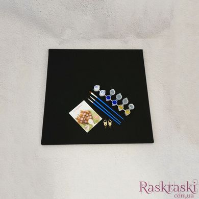 "Сияющие семейные ладошки" Набор для создания отпечатков на черном полотне (синие и золотые блестки) 40*40 фото интернет-магазина Raskraski.com.ua