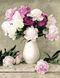 Картина по номерам Пионы в белой вазе (BRM069) — фото комплектации набора