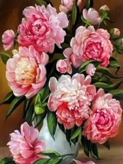Картина з мозаїки Рожеві півонії (У) Діамантові ручки (GU_189524) фото інтернет-магазину Raskraski.com.ua