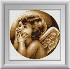 Картина из страз Задумчивый ангел (квадратные камни, полная зашивка) Dream Art (DA-30396, Без подрамника) фото интернет-магазина Raskraski.com.ua