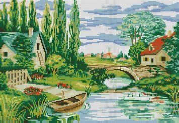 Картина алмазами На річці (32 х 44 см) Dream Art (DA-31723) 32 х 44 см фото інтернет-магазину Raskraski.com.ua