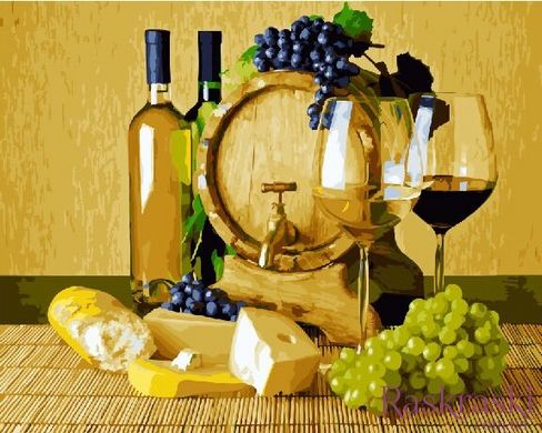 Раскраска для взрослых Сыр и белое вино (BRM22603) фото интернет-магазина Raskraski.com.ua