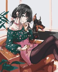 Картина по номерам Девушка с собакой (ACR-10327-AC) ArtCraft (Без коробки)