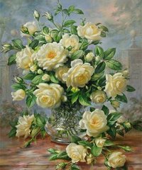 Алмазна техніка Букет білих троянд ТМ Алмазная мозаика (DM-055) фото інтернет-магазину Raskraski.com.ua