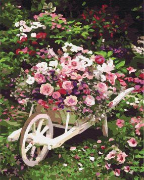 Картина за номерами Садовий візок з квітами (BS8847) (Без коробки)