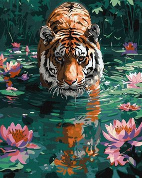 Картина по номерам Тигр на охоте ©art_selena_ua (KHO6614) Идейка (Без коробки)