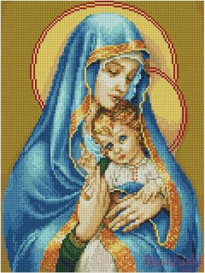Алмазная живопись Дева Мария с Иисусом ColorArt (CLR-PST421, На подрамнике) фото интернет-магазина Raskraski.com.ua