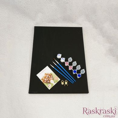 "Сияющие семейные ладошки" Набор для создания отпечатков на черном полотне (синие и розовые блестки) 30*40 фото интернет-магазина Raskraski.com.ua