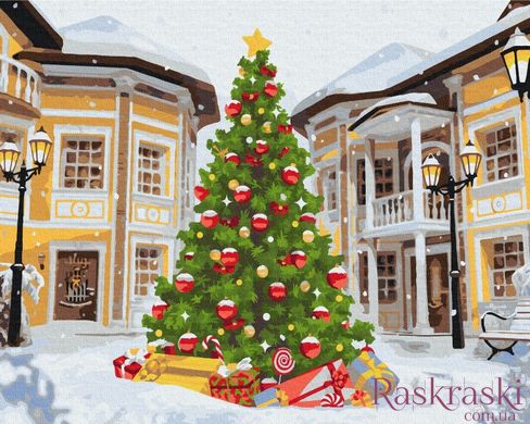 Раскраски по номерам Главная новогодняя красавица (BSM-B52747) фото интернет-магазина Raskraski.com.ua
