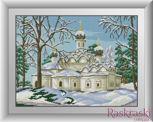 Алмазная живопись Храм в зимнем лесу Dream Art (DA-30992, Без подрамника) фото интернет-магазина Raskraski.com.ua