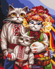 Раскраска по номерам Семья котиков-гуцулов © Марианна Пащук (BS53737) (Без коробки)