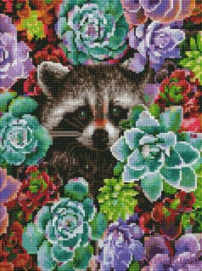 Картина мозаїка Єнотик у квітах ColorArt (CLR-ST485) фото інтернет-магазину Raskraski.com.ua