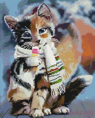 Набор алмазная вышивка Котёнок в шарфике Никитошка (GJ3989, На подрамнике) фото интернет-магазина Raskraski.com.ua