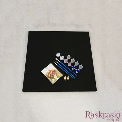 "Сияющие семейные ладошки" Набор для создания отпечатков на черном полотне (синие и розовые блестки) 40*40 фото интернет-магазина Raskraski.com.ua