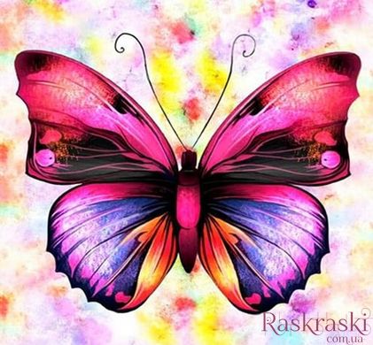 Алмазная мозаика Сиреневая бабочка (ME21195) Диамантовые ручки (GU_188713, На подрамнике) фото интернет-магазина Raskraski.com.ua