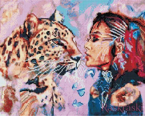 Картина алмазна вишивка Дівчина з леопардом Никитошка (GJ5066) фото інтернет-магазину Raskraski.com.ua
