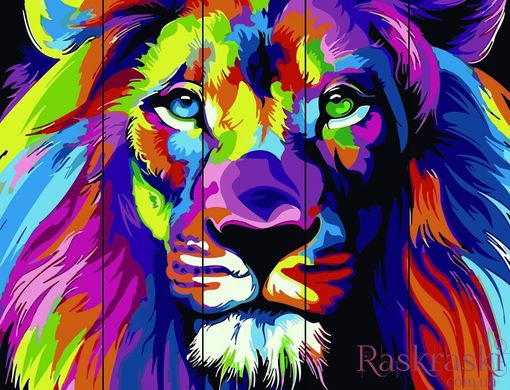 Картина по номерам на дереве Радужный лев (RA-Q1440) Rainbow Art фото интернет-магазина Raskraski.com.ua